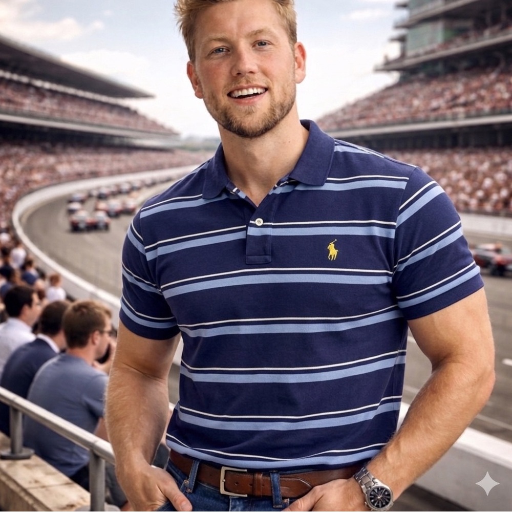 Polo by Ralph Lauren Navy and Light Blue Striped Polo